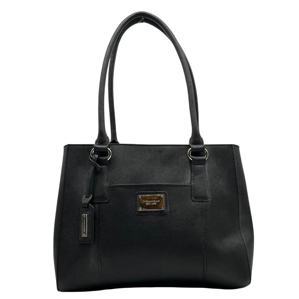 Tignanello Black Leather Pocket Shoulder Bag